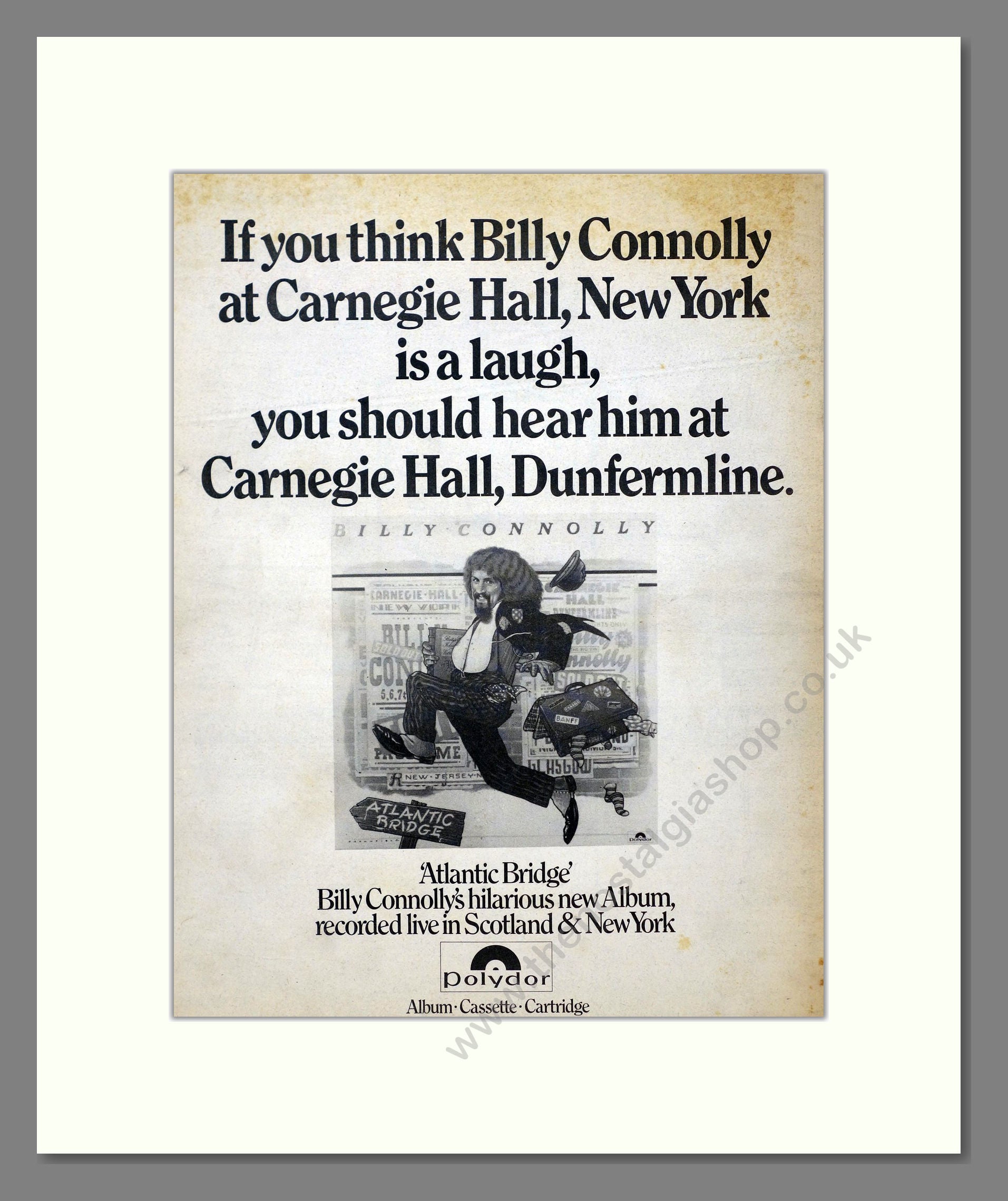 Billy Connolly - Carnegie Hall. Vintage Advert 1976 (ref AD21143)