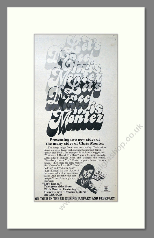 Chris Montez - Let's Dance. Vintage Advert 1973 (ref AD21144)