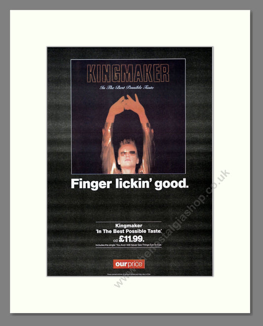 Kingmaker - In The Best Possible Taste. Vintage Advert 1995 (ref AD21147)