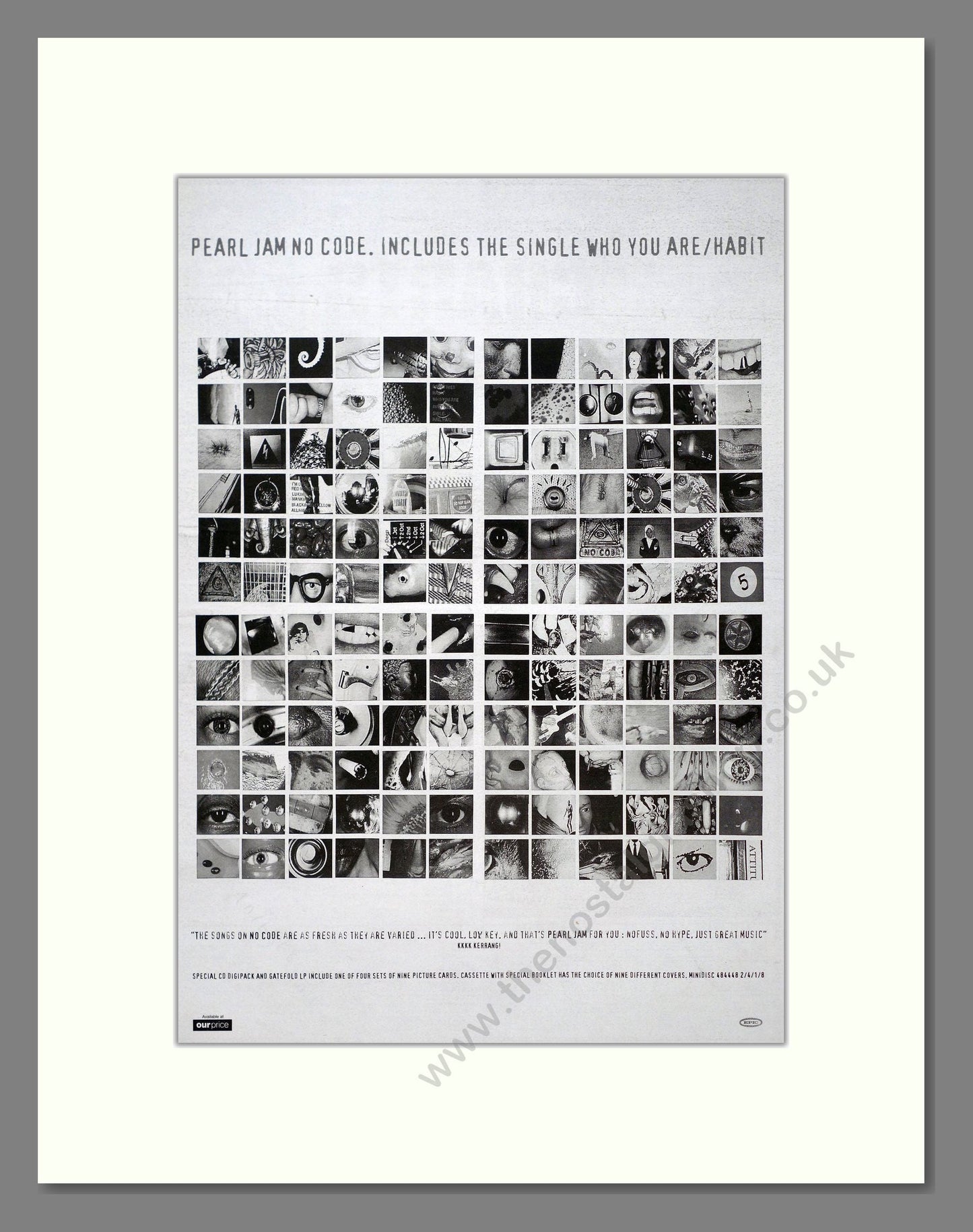 Pearl Jam - No Code. Vintage Advert 1996 (ref AD21148)