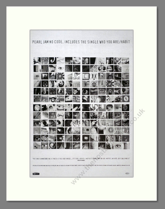 Pearl Jam - No Code. Vintage Advert 1996 (ref AD21148)