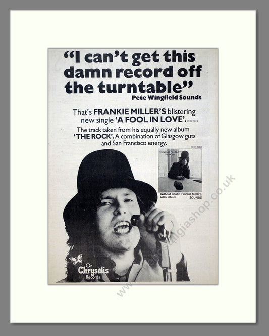 Frankie Miller - A Fool In Love. Vintage Advert 1975 (ref AD21155)