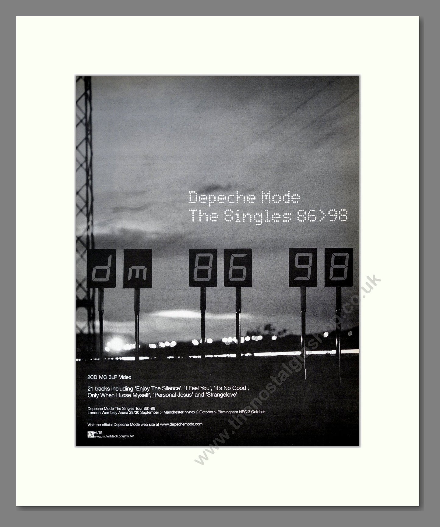 Depeche Mode - Singles 86 to 98. Vintage Advert 1998 (ref AD21159)