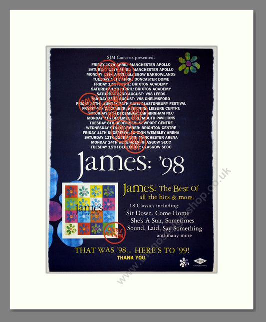 James - Best Of. Vintage Advert 1998 (ref AD21161)