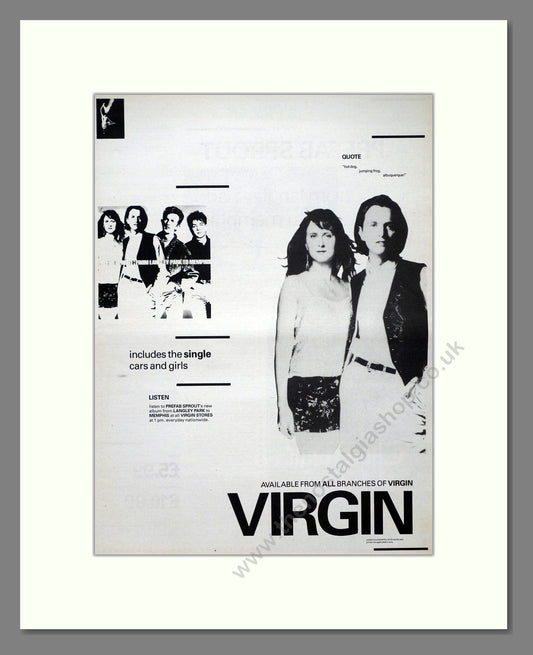 Prefab Sprout - From Langley Park To Memphis (Double Advert). Vintage Advert 1988 (ref AD21171)