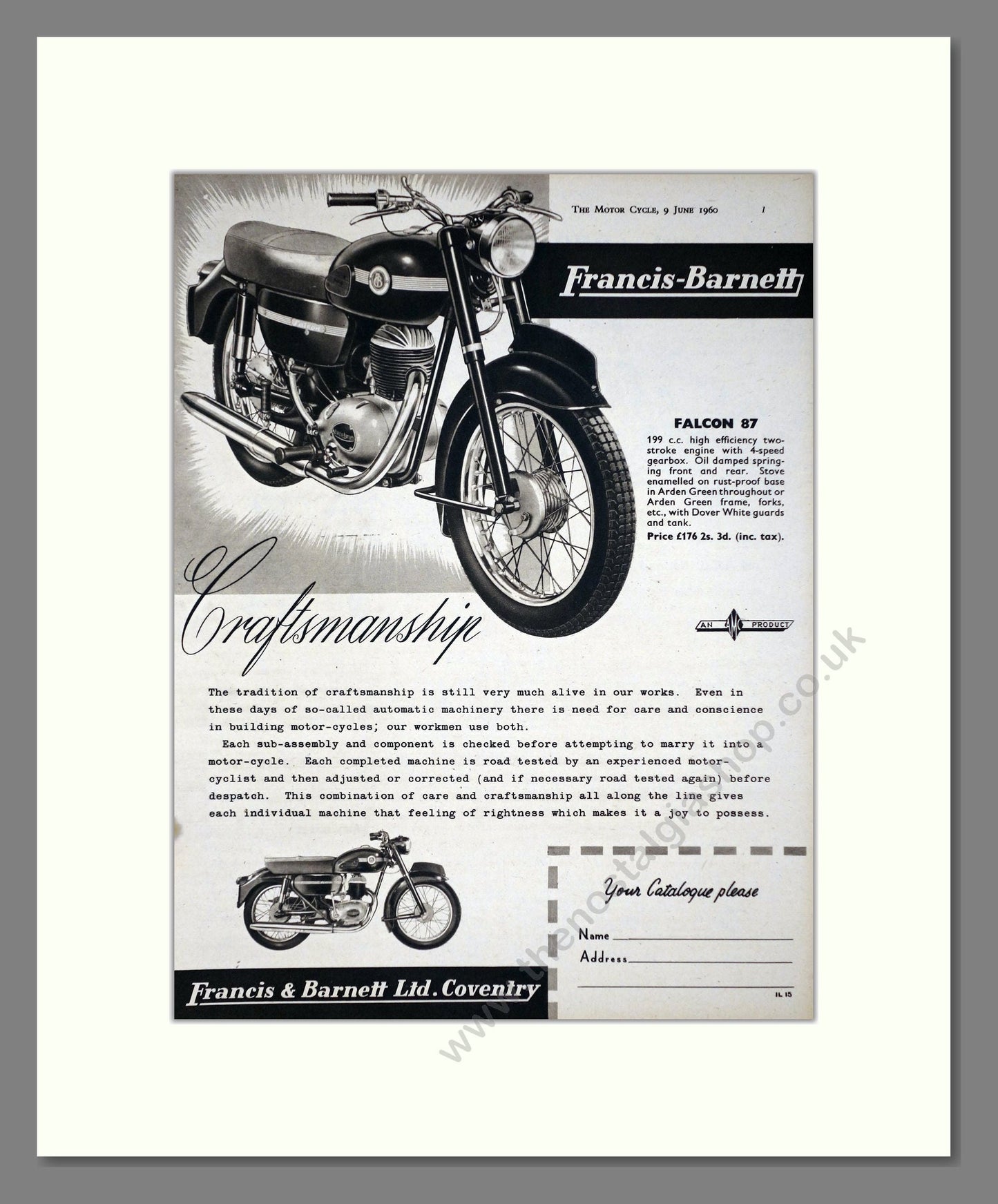 Francis-Barnett - Falcon 87. Vintage Advert 1960 (ref AD67120)