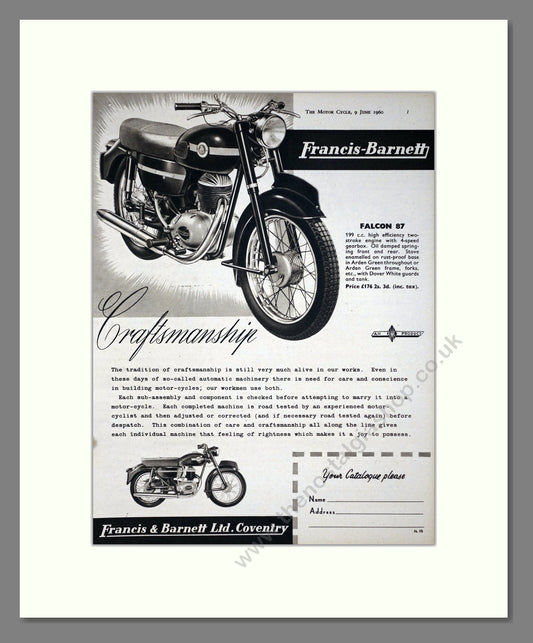 Francis-Barnett - Falcon 87. Vintage Advert 1960 (ref AD67120)