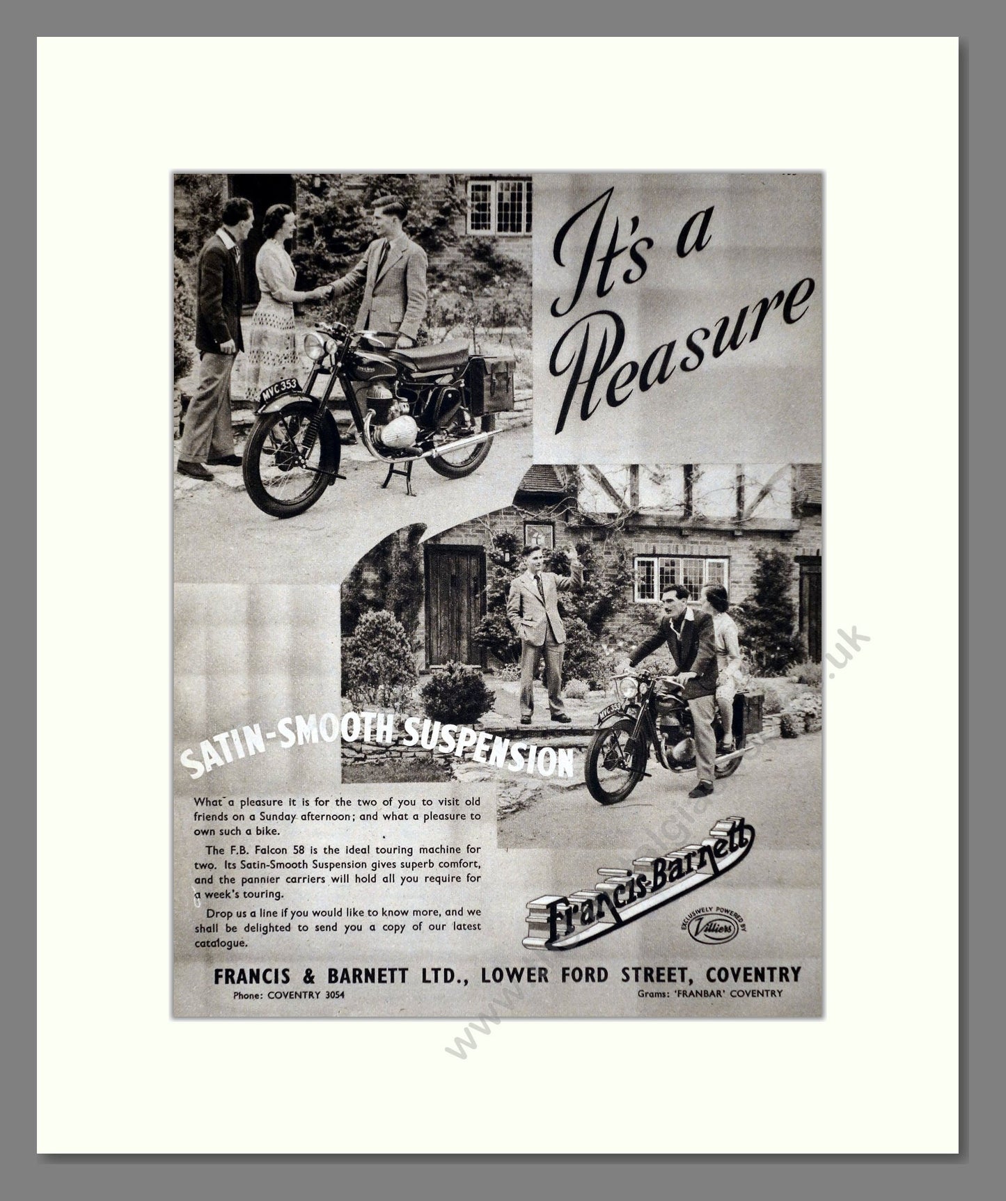 Francis-Barnett - Satin Smooth Suspension. Vintage Advert 1953 (ref AD67121)