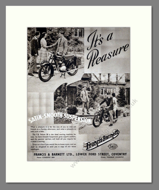 Francis-Barnett - Satin Smooth Suspension. Vintage Advert 1953 (ref AD67121)