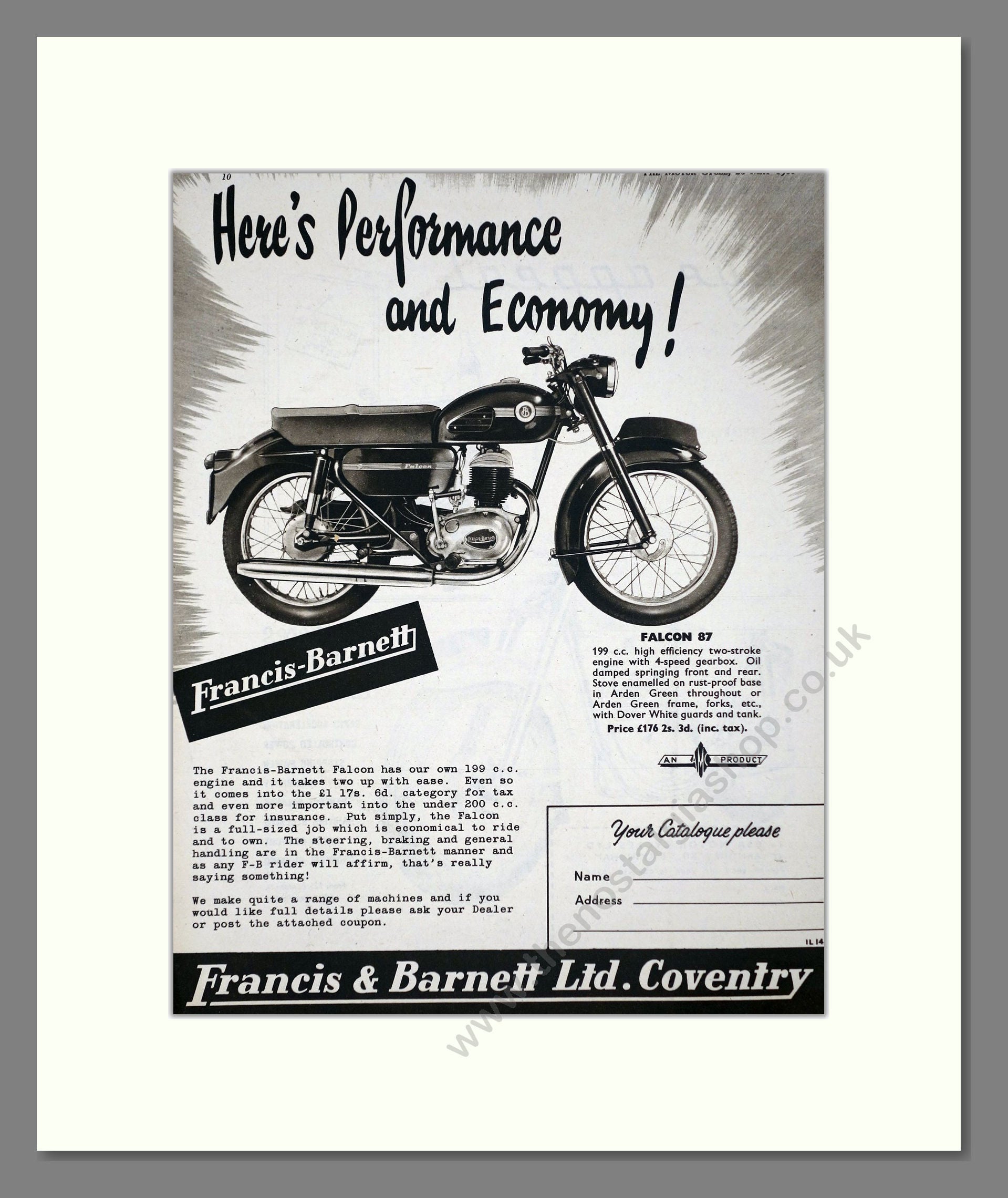 Francis-Barnett - Falcon 87. Vintage Advert 1960 (ref AD67123)