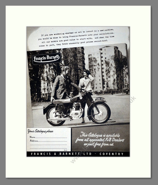 Francis-Barnett - Catalogue Range. Vintage Advert 1958 (ref AD67124)