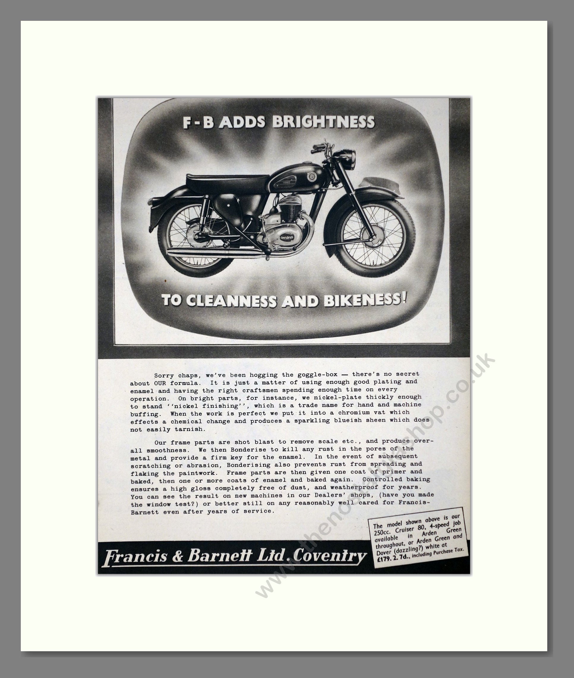 Francis-Barnett - Cruiser 80. Vintage Advert 1959 (ref AD67127)