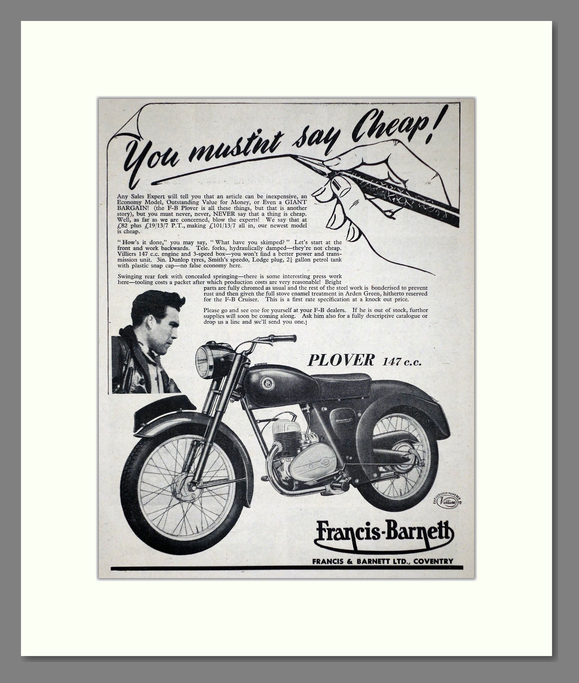 Francis-Barnett - Plover. Vintage Advert 1956 (ref AD67128)