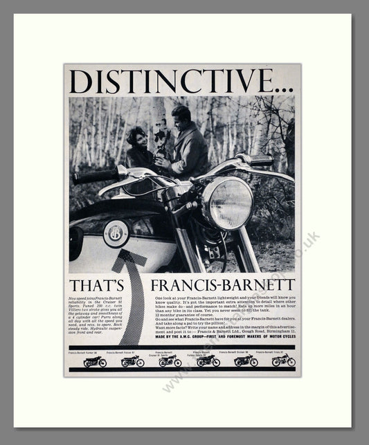 Francis-Barnett - Distinctive. Vintage Advert 1964 (ref AD67131)