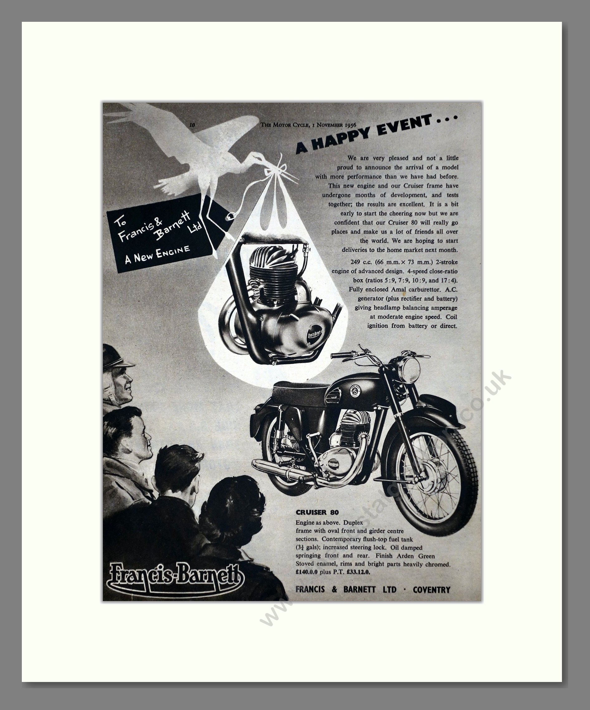 Francis-Barnett - Cruiser 80. Vintage Advert 1956 (ref AD67134)