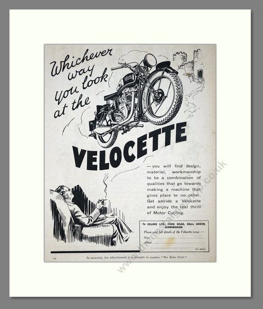 Velocette - Whichever Way You Look. Vintage Advert 1934 (ref AD67138)
