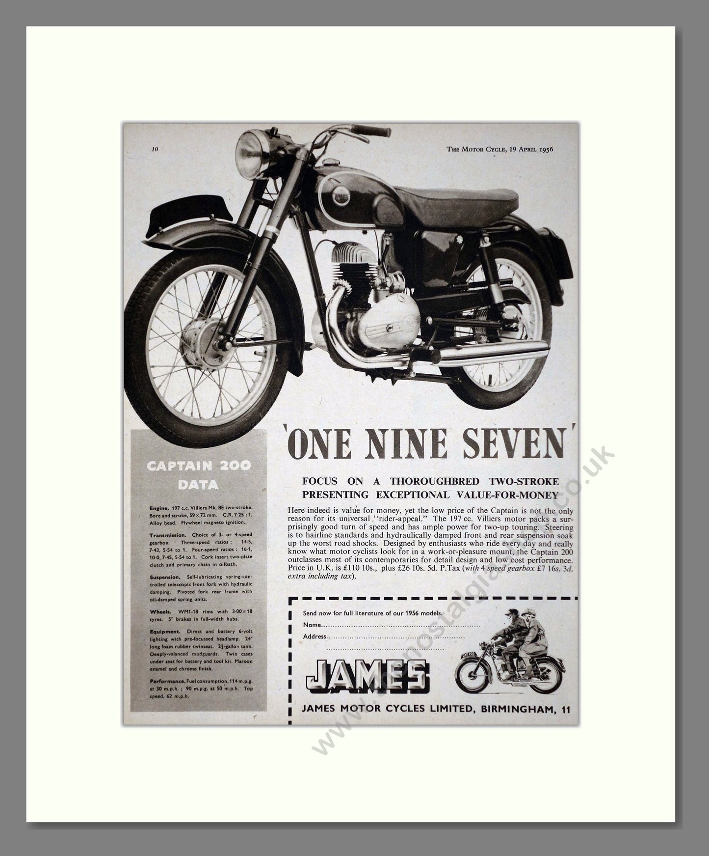 James - Captain 200. Vintage Advert 1956 (ref AD67146)