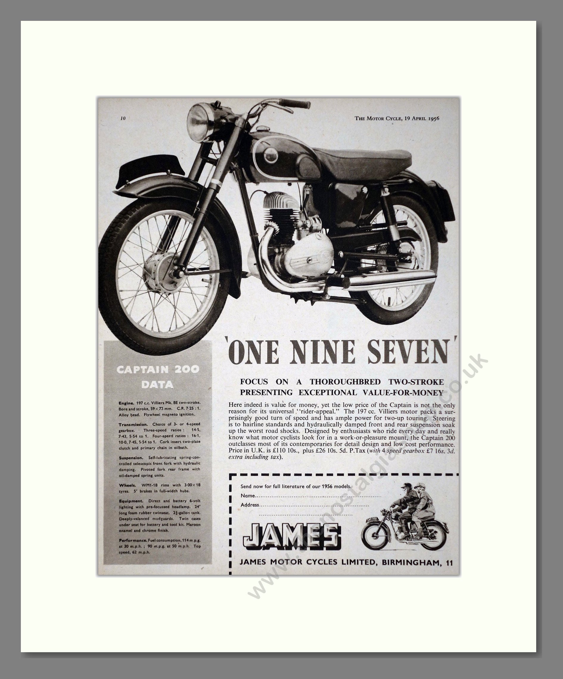 James - Captain 200. Vintage Advert 1956 (ref AD67146)