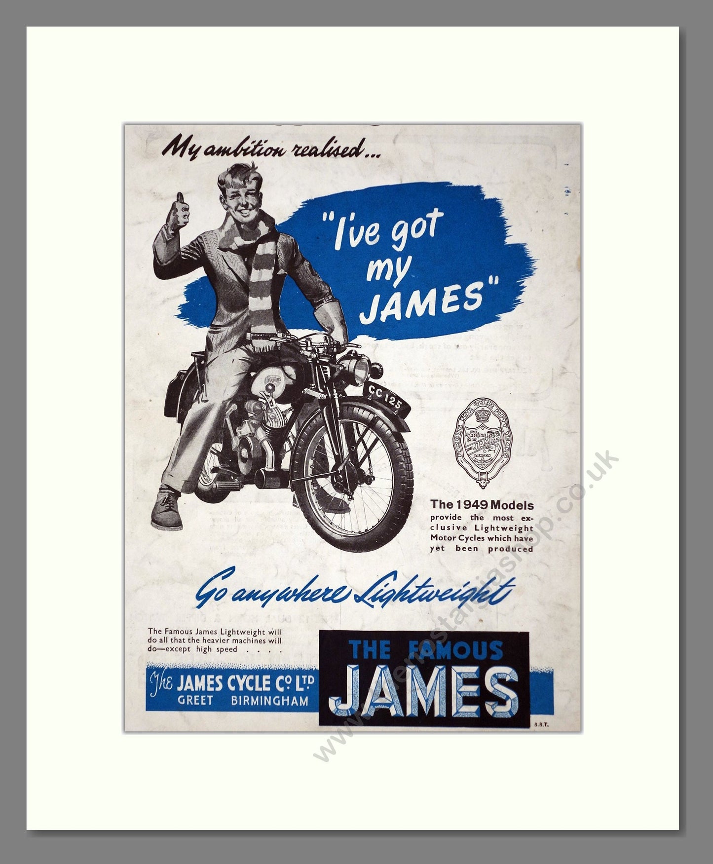 James - Go Anywhere Lightweight. Vintage Advert 1949 (ref AD67153)