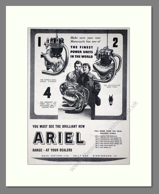 Ariel - Finest Power Units. Vintage Advert 1955 (ref AD67178)
