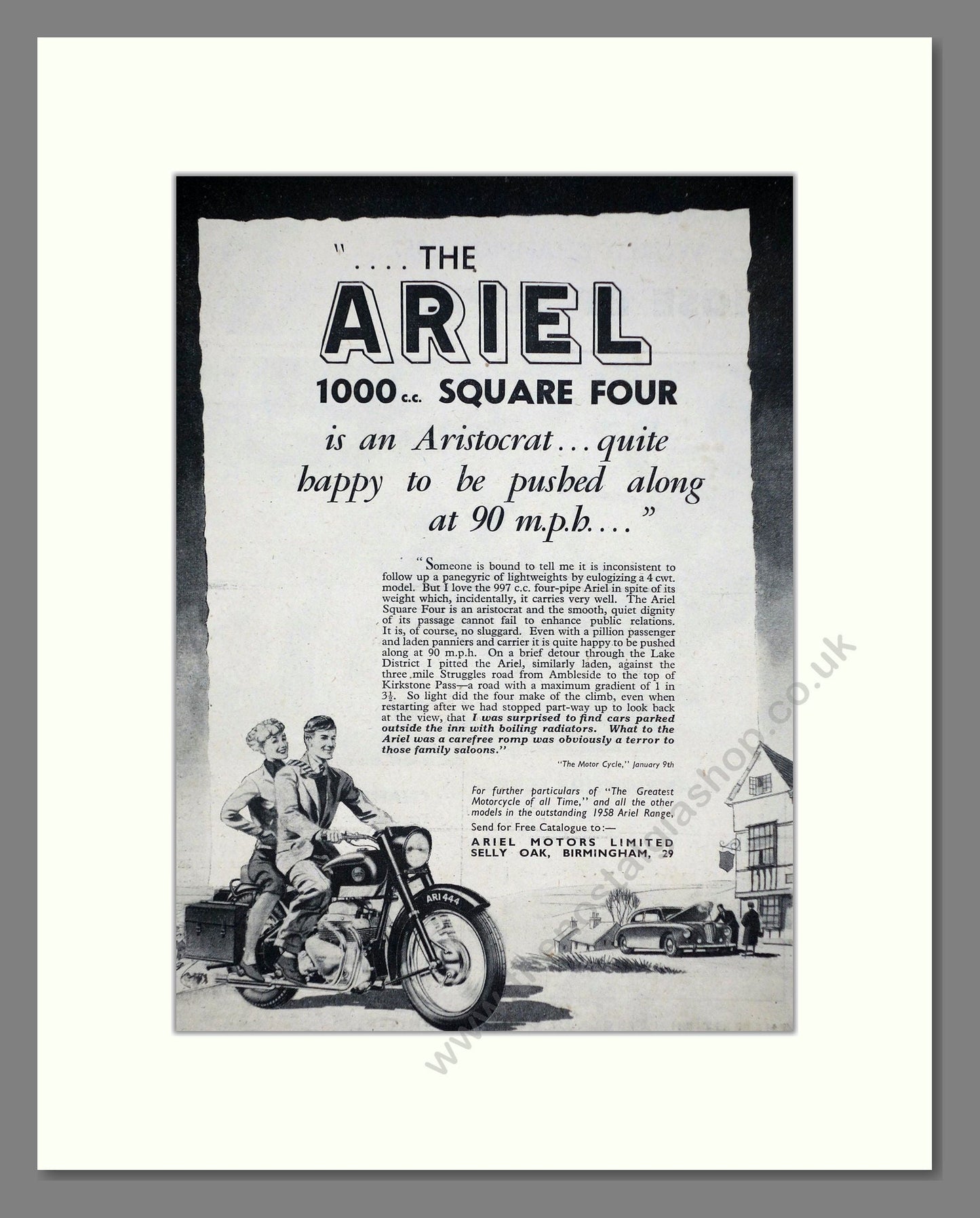 Ariel - 1000cc Square Four. Vintage Advert 1958 (ref AD67186)