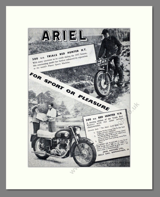 Ariel - Red Hunter. Vintage Advert 1958 (ref AD67187)