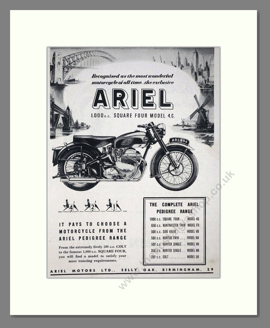 Ariel - 1000cc Square Four. Vintage Advert 1954 (ref AD67191)