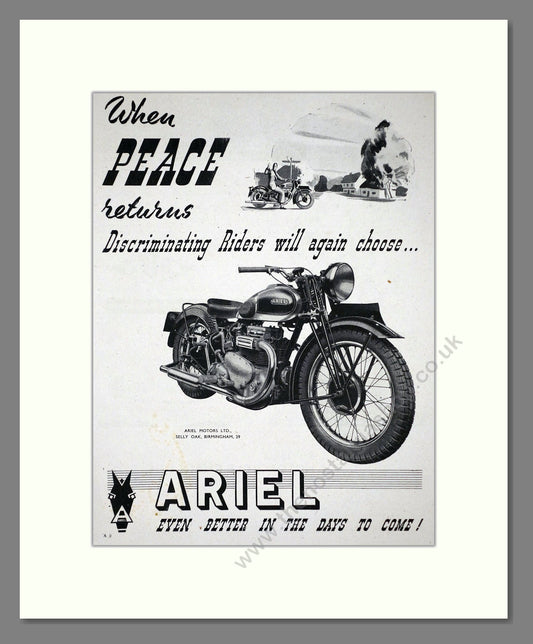 Ariel - When Peace Returns. Vintage Advert 1944 (ref AD67193)