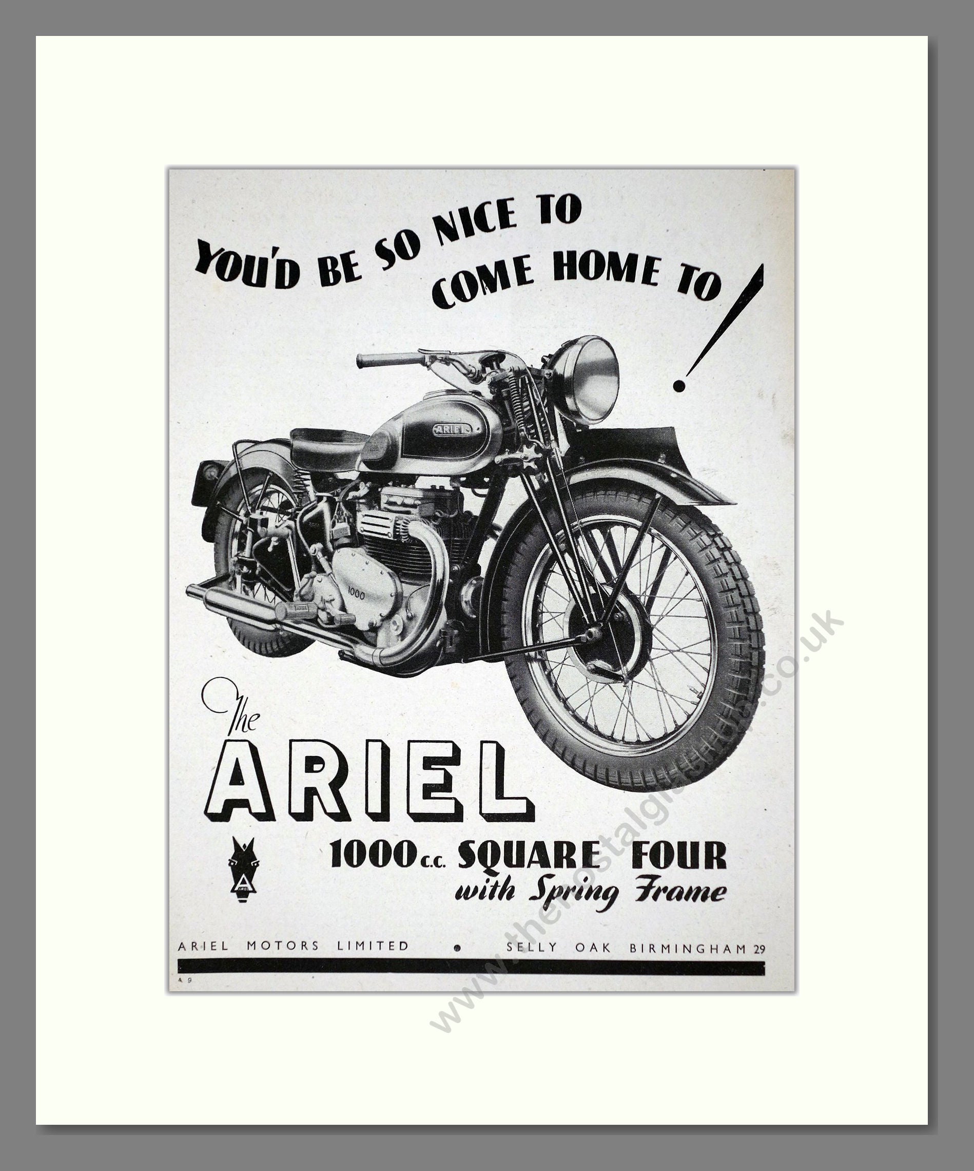 Ariel - 1000cc Square Four. Vintage Advert 1944 (ref AD67195)
