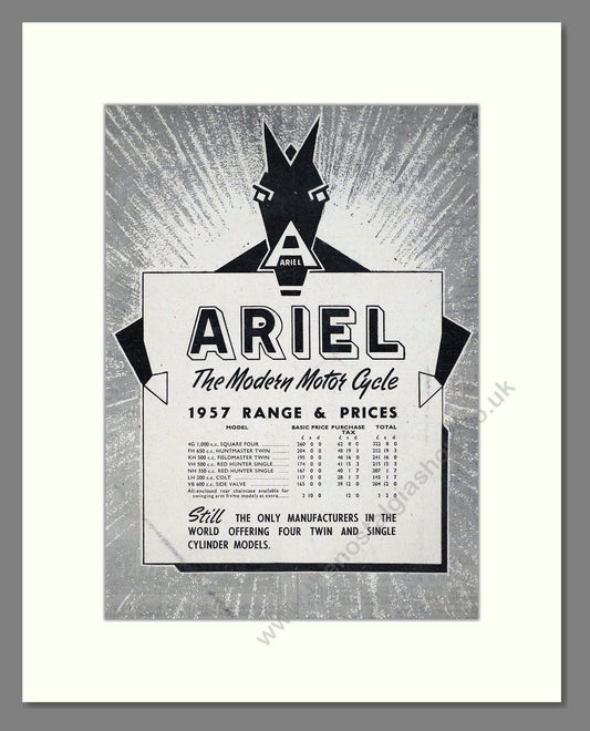 Ariel - 1957 Range. Vintage Advert 1956 (ref AD67199)