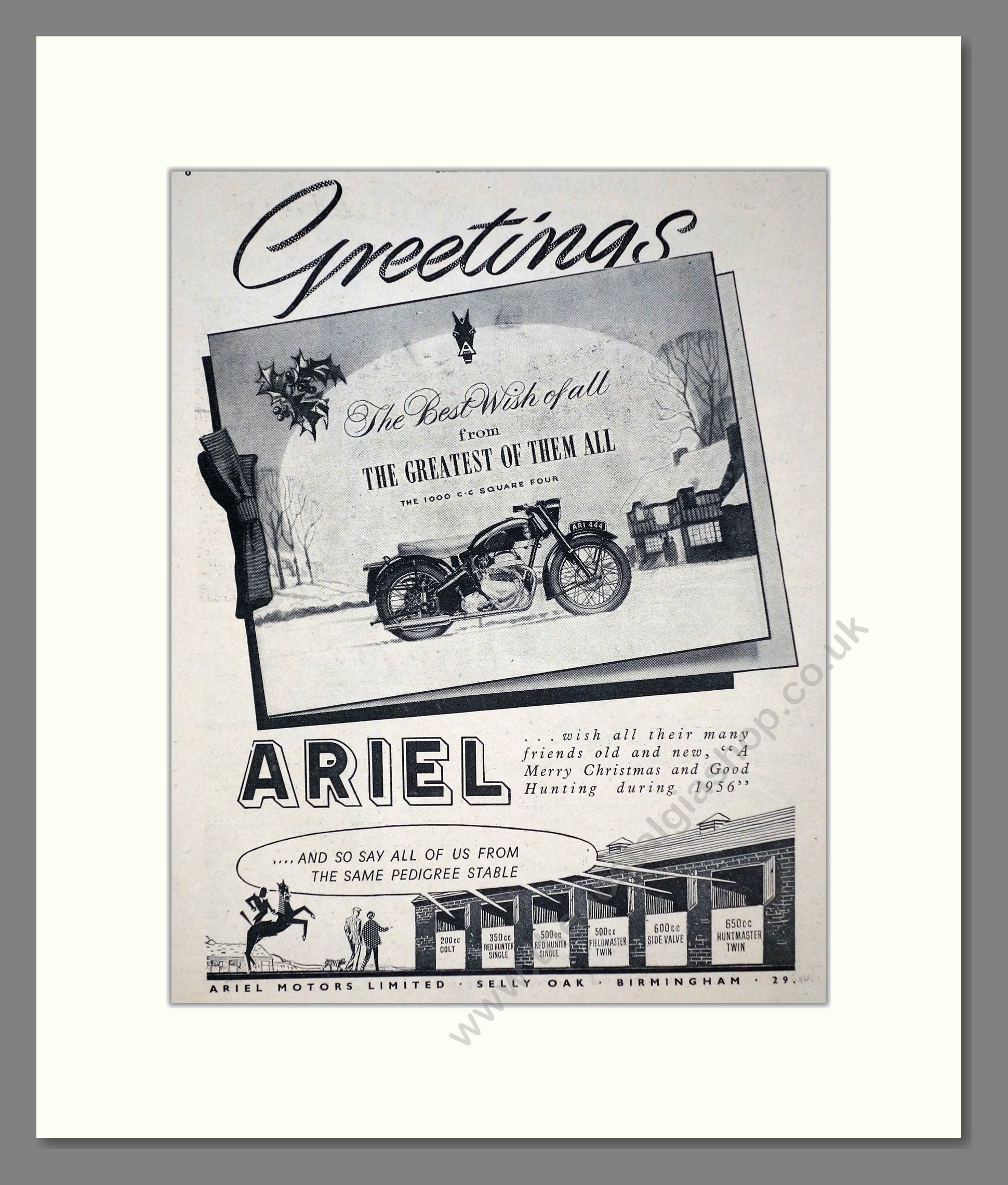 Ariel - Christmas Greetings. Vintage Advert 1955 (ref AD67201)