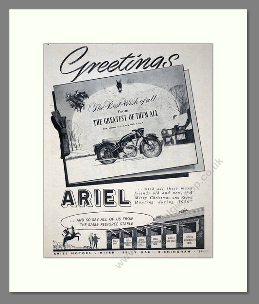 Ariel - Christmas Greetings. Vintage Advert 1955 (ref AD67201)