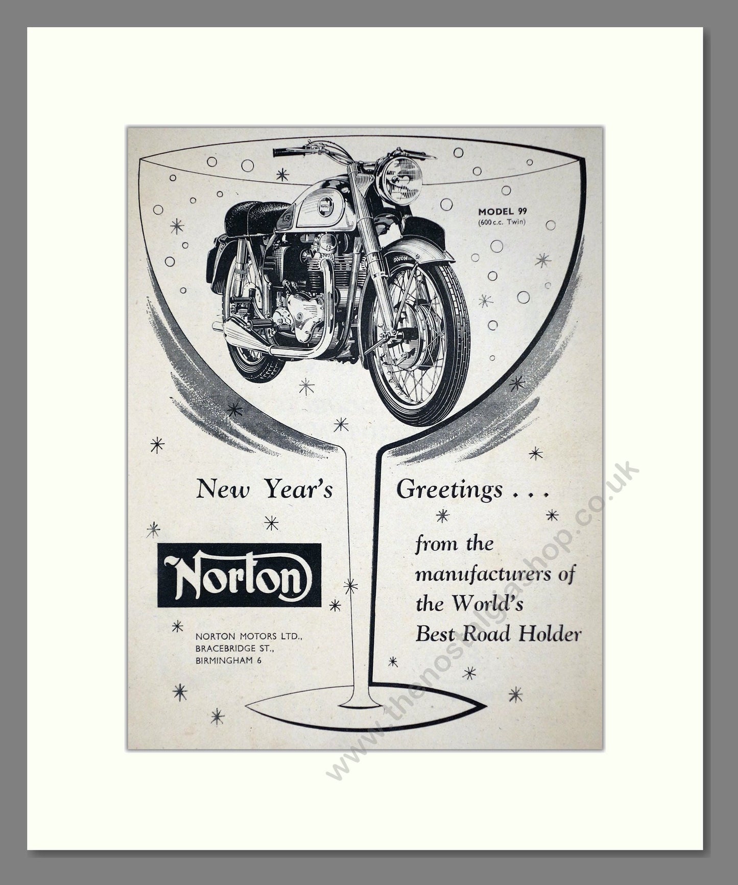 Norton - Model 99 Happy New Year. Vintage Advert 1955 (ref AD67203)