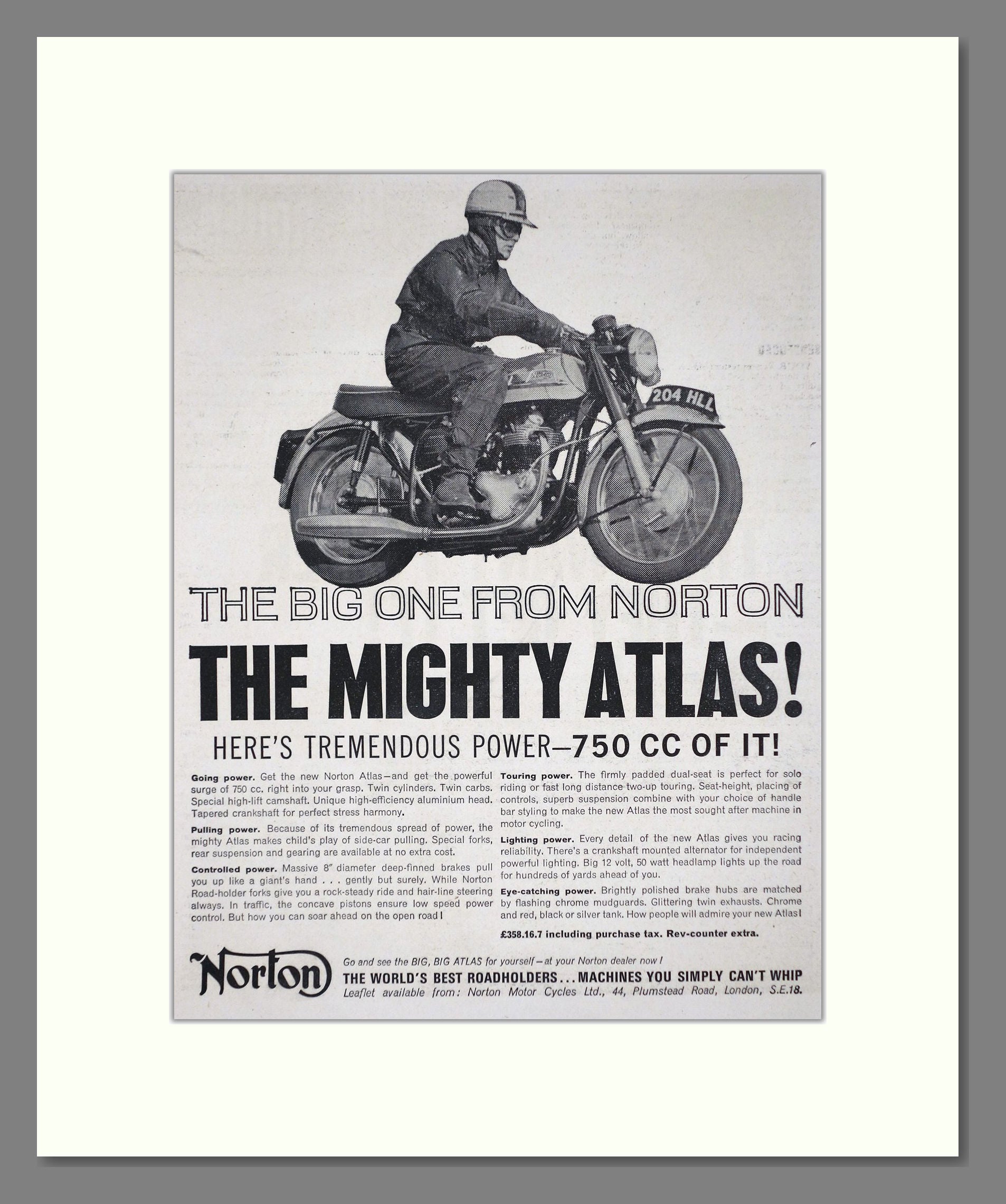 Norton - Mighty Atlas. Vintage Advert 1964 (ref AD67207)