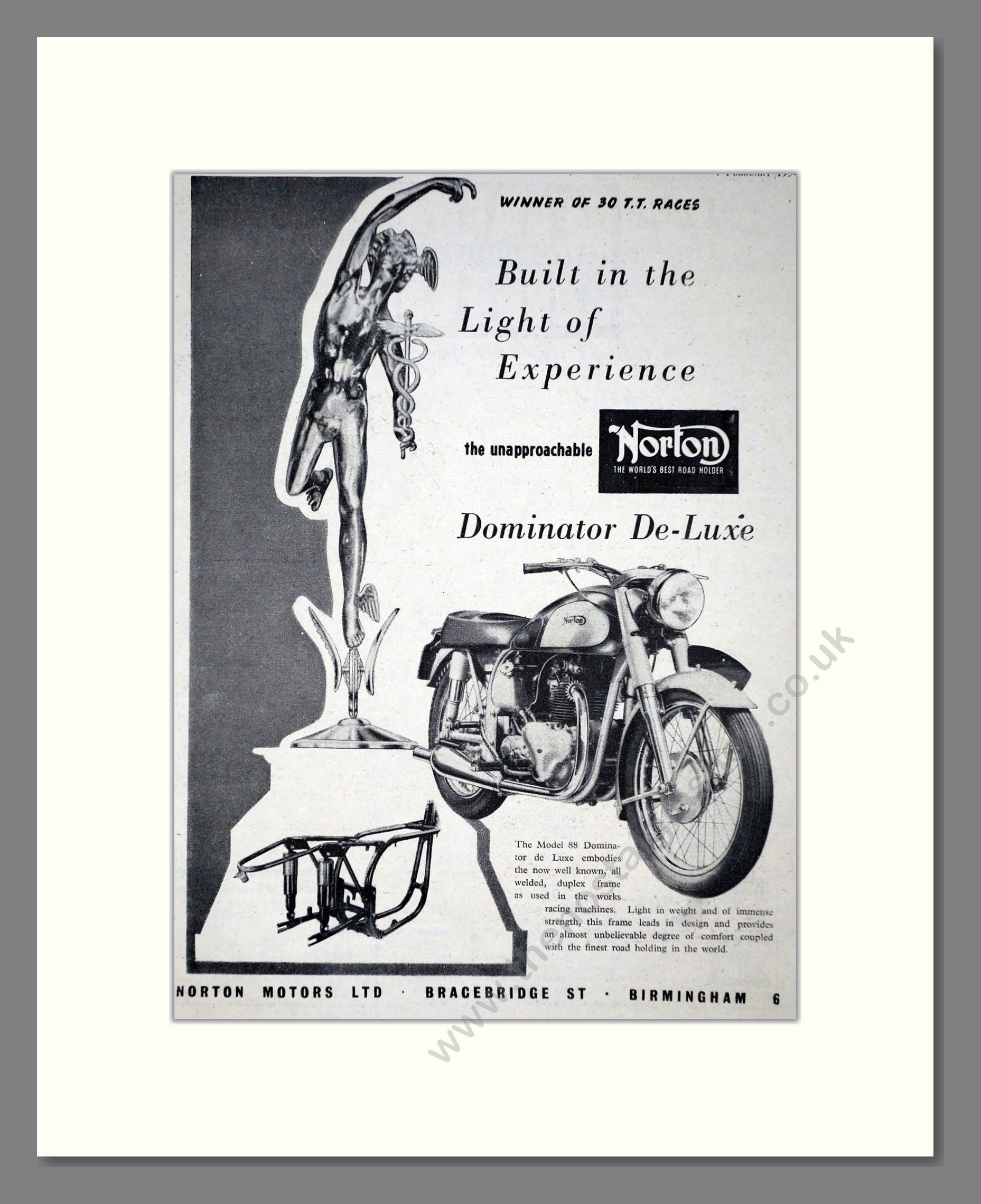 Norton - Dominator de Luxe. Vintage Advert 1954 (ref AD67216)