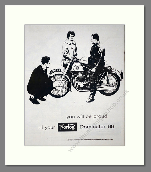 Norton - Dominator de Luxe 88. Vintage Advert 1959 (ref AD67218)