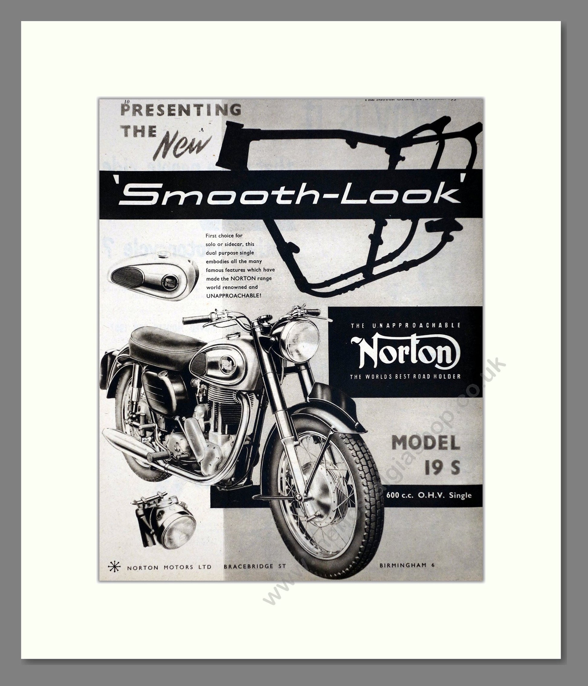 Norton - Smooth Look 19S. Vintage Advert 1956 (ref AD67220)