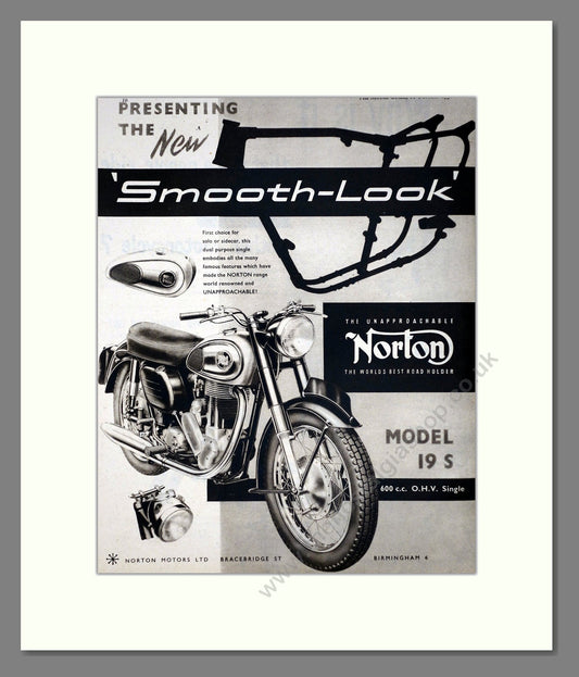 Norton - Smooth Look 19S. Vintage Advert 1956 (ref AD67220)