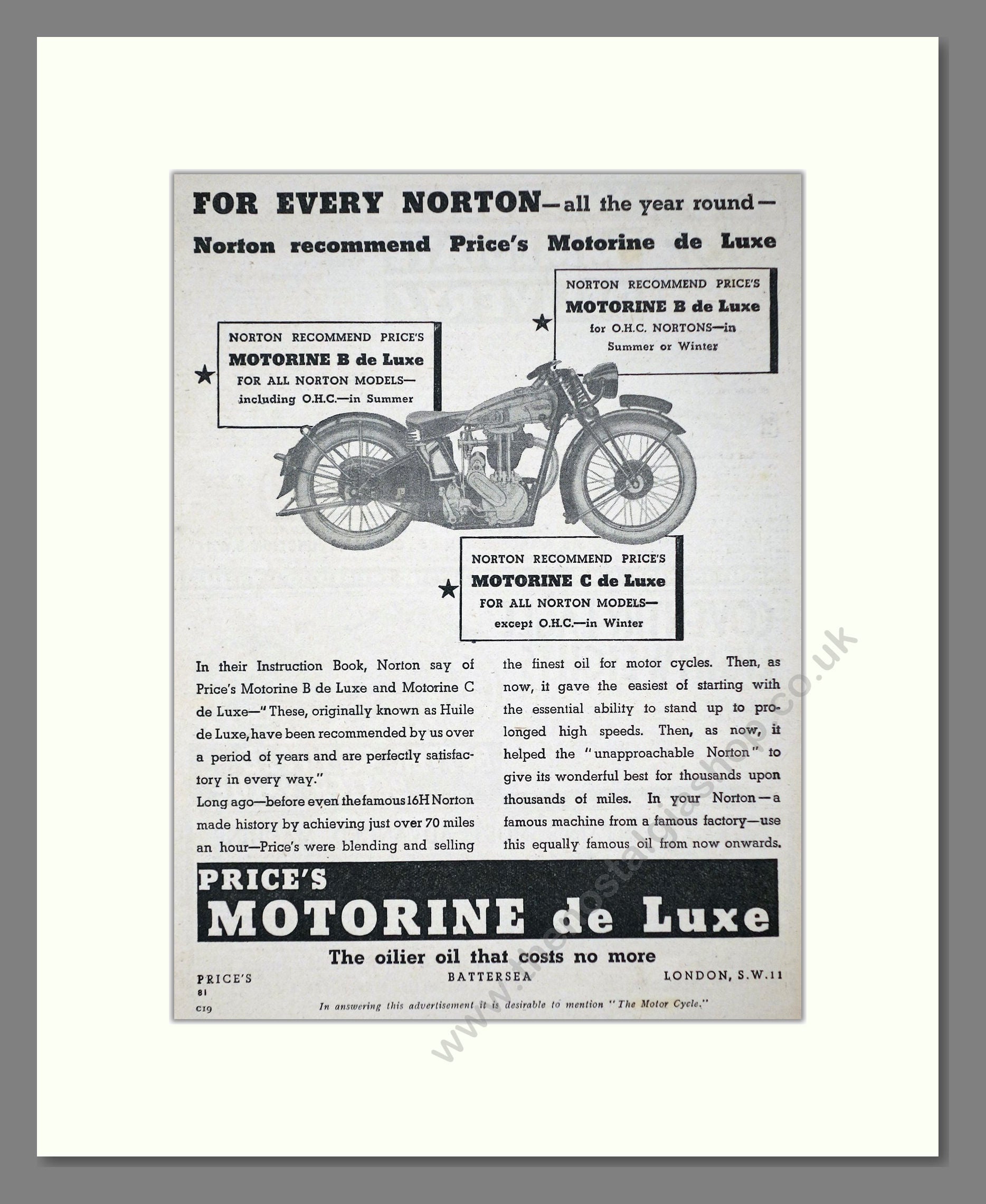 Norton - Motorine de Luxe. Vintage Advert 1934 (ref AD67222)