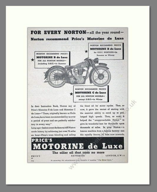 Norton - Motorine de Luxe. Vintage Advert 1934 (ref AD67222)