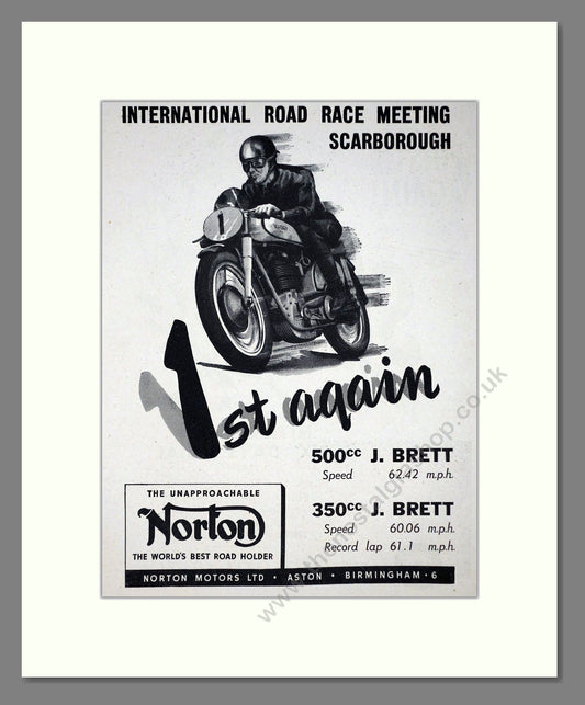 Norton - Scarborough Road Race Win. Vintage Advert 1951 (ref AD67236)