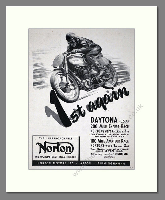 Norton - Daytona Win. Vintage Advert 1949 (ref AD67237)