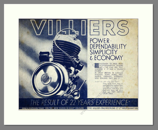 Villiers - Power Dependability Simplicity Economy. Vintage Advert 1934 (ref AD67248)