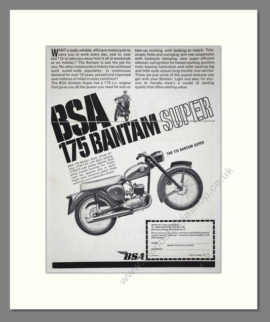 BSA - 175 Bantam Super. Vintage Advert 1964 (ref AD67256)