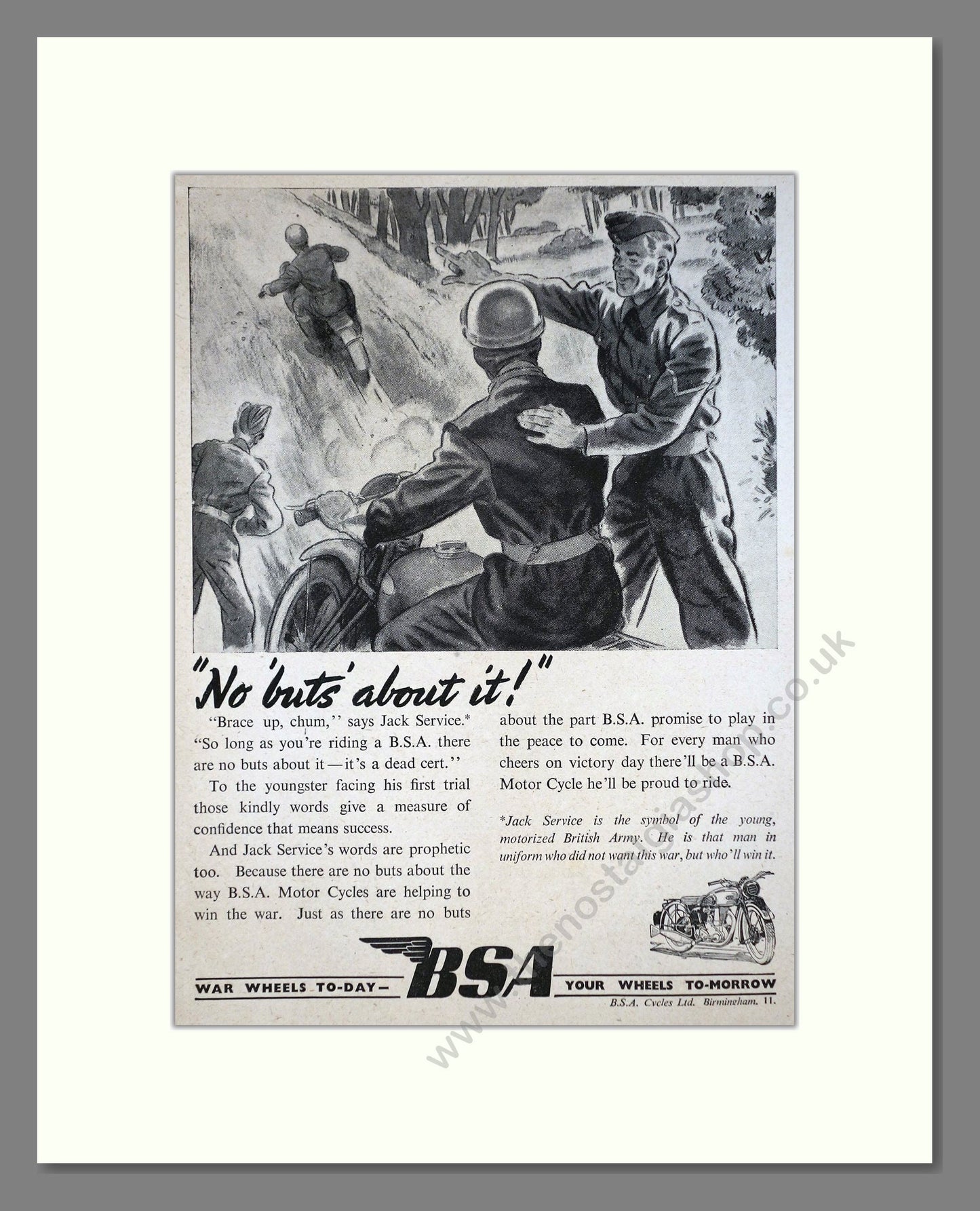 BSA - War Wheels. Vintage Advert 1944 (ref AD67257)