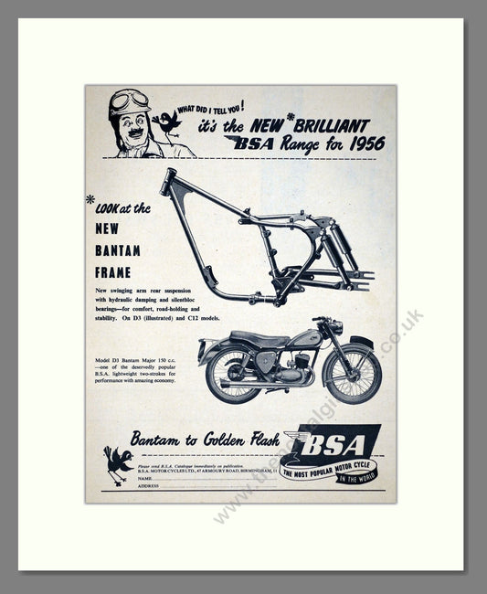 BSA - Bantam / Golden Flash. Vintage Advert 1956 (ref AD67269)