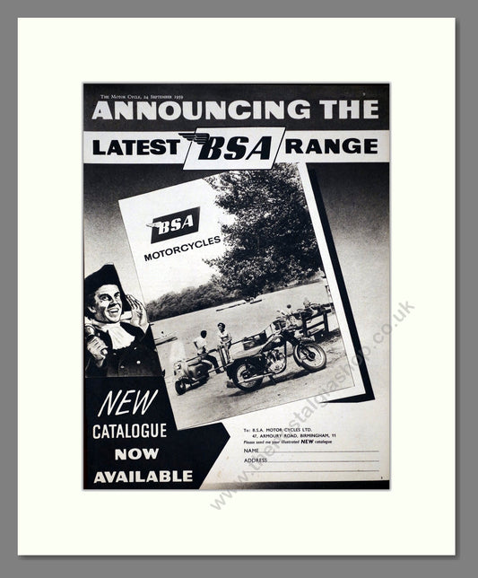 BSA - Catalogue Range. Vintage Advert 1959 (ref AD67270)