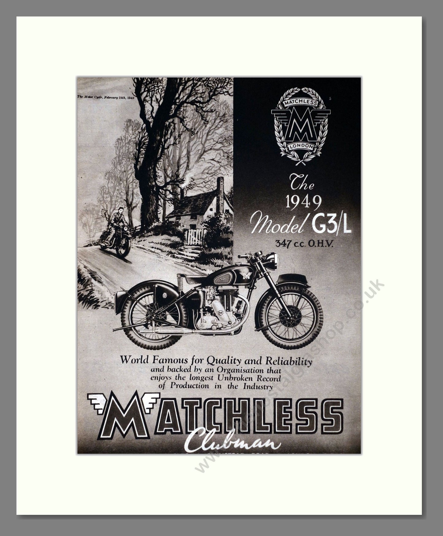 Matchless - Clubman G3/L. Vintage Advert 1949 (ref AD67296)