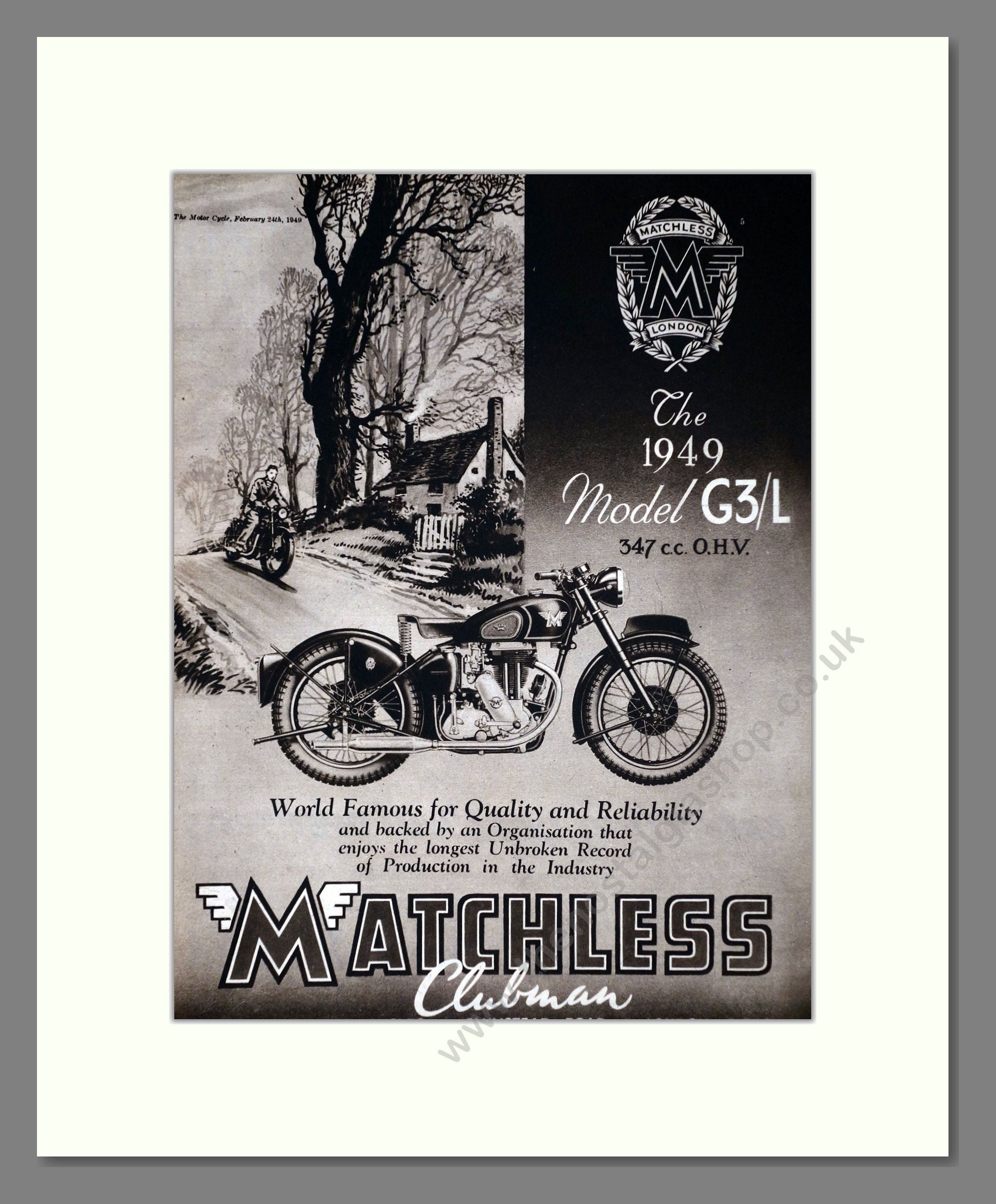 Matchless - Clubman G3/L. Vintage Advert 1949 (ref AD67296)