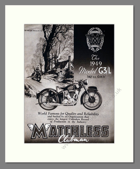 Matchless - Clubman G3/L. Vintage Advert 1949 (ref AD67296)